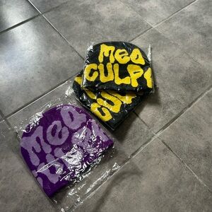 Purple and Black Beanies with Bold Text